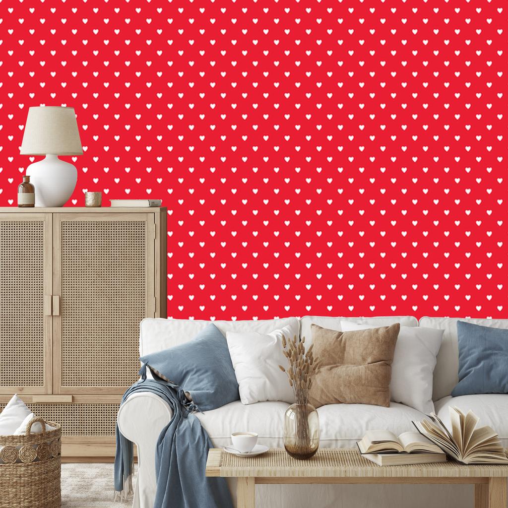 Hearts Wallpaper Red and Coral 50x1000
