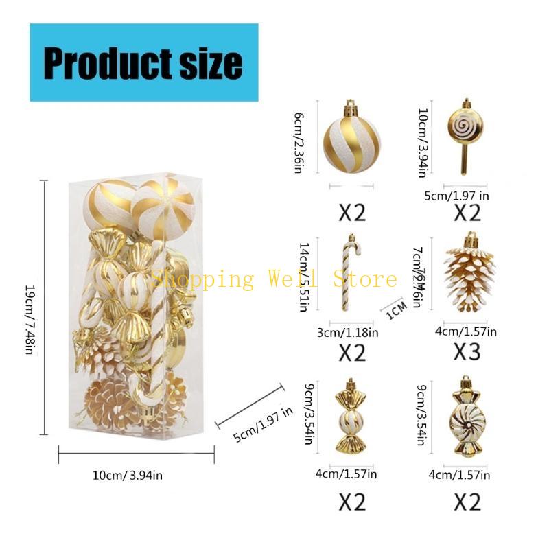 KX4B 13Pieces Eye Catching Christmas Tree Ornament Elegant Christmas Ornament Set Stylish Festival Tree Pendant Decoration