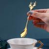 4pcs Christmas Elk Head Shape Stainless Coffee Spoon New Year 2026 Christmas Decoration Table Decor for Home Navidad 2025 Gifts