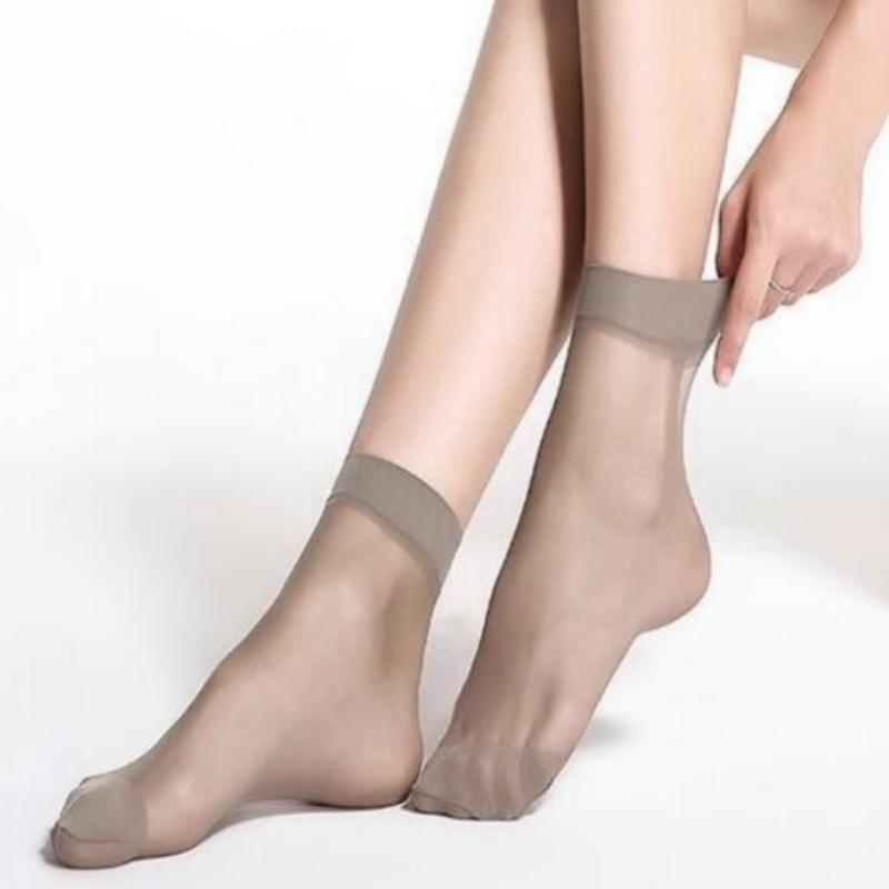 10Pairs Women Nylon Summer Solid color Breathable Ankle Socks Ultra thin Translucent Elastic Silky Short female Silk Stockings
