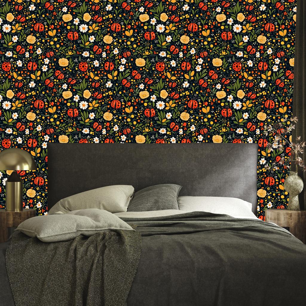 Ladybugs Olive and Ochre Wallpaper for Living Room and Bedroom 50x1000