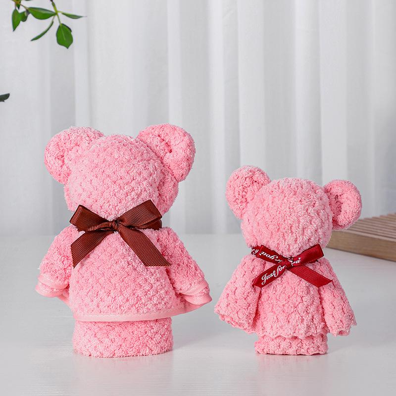 Coral Fleece Bear Towel Gift Box for Weddings and Promotions