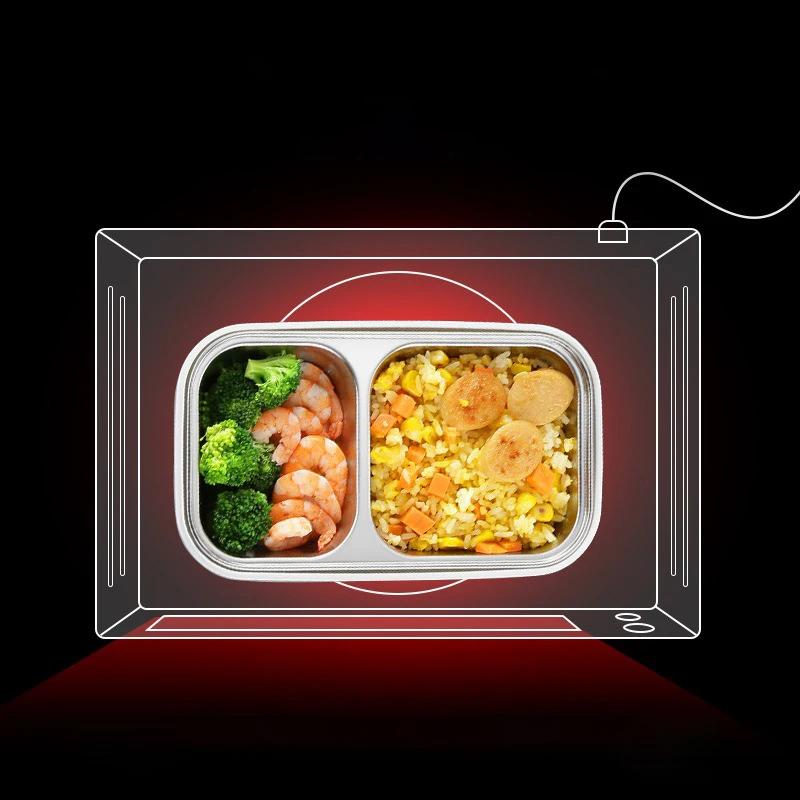 304 Stainless Steel Lunch Box with Thermal Bag Double Compartment Bento Box Microwave Oven School Office Food Storage Containers