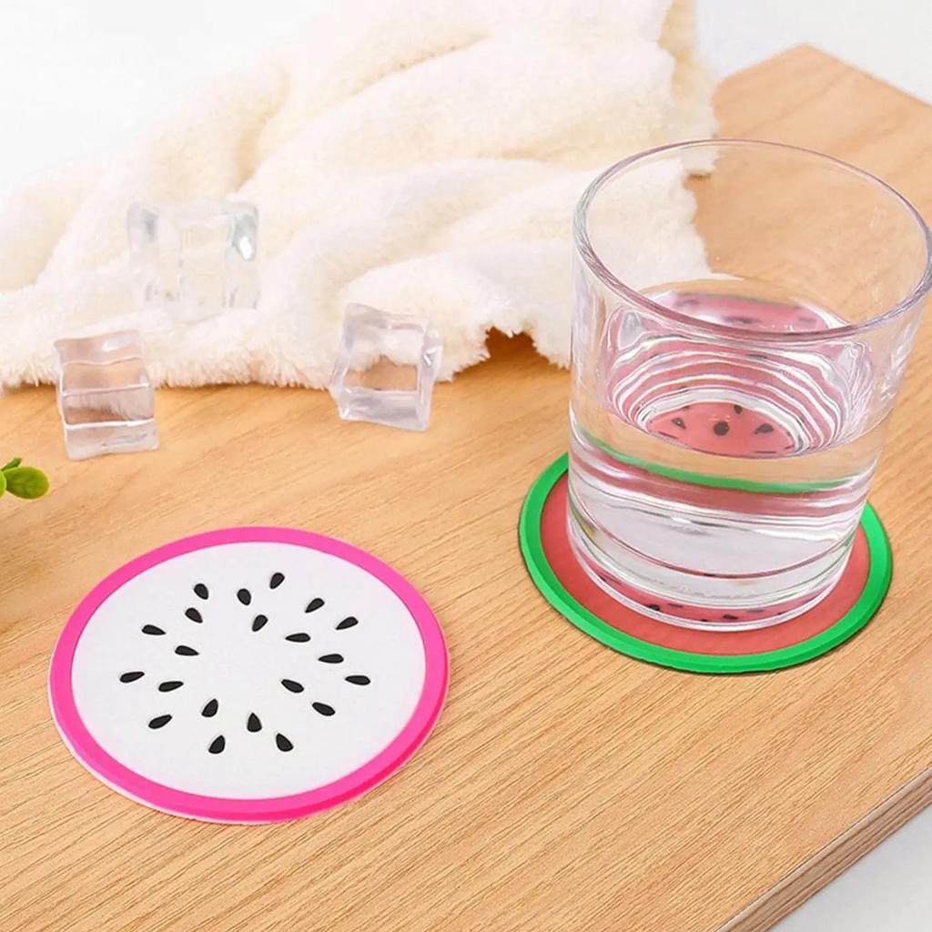 7 PCS/set Cup Mat Creative Coffee Coaster Silicone Fruit Pattern Placemat