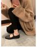 Inner Heightening Version~ Leather Thick-soled One-word with Mary Jane Shoes, Women's Wedge Heel Niche Flat-soled Small Leather Shoes, Thick Heel