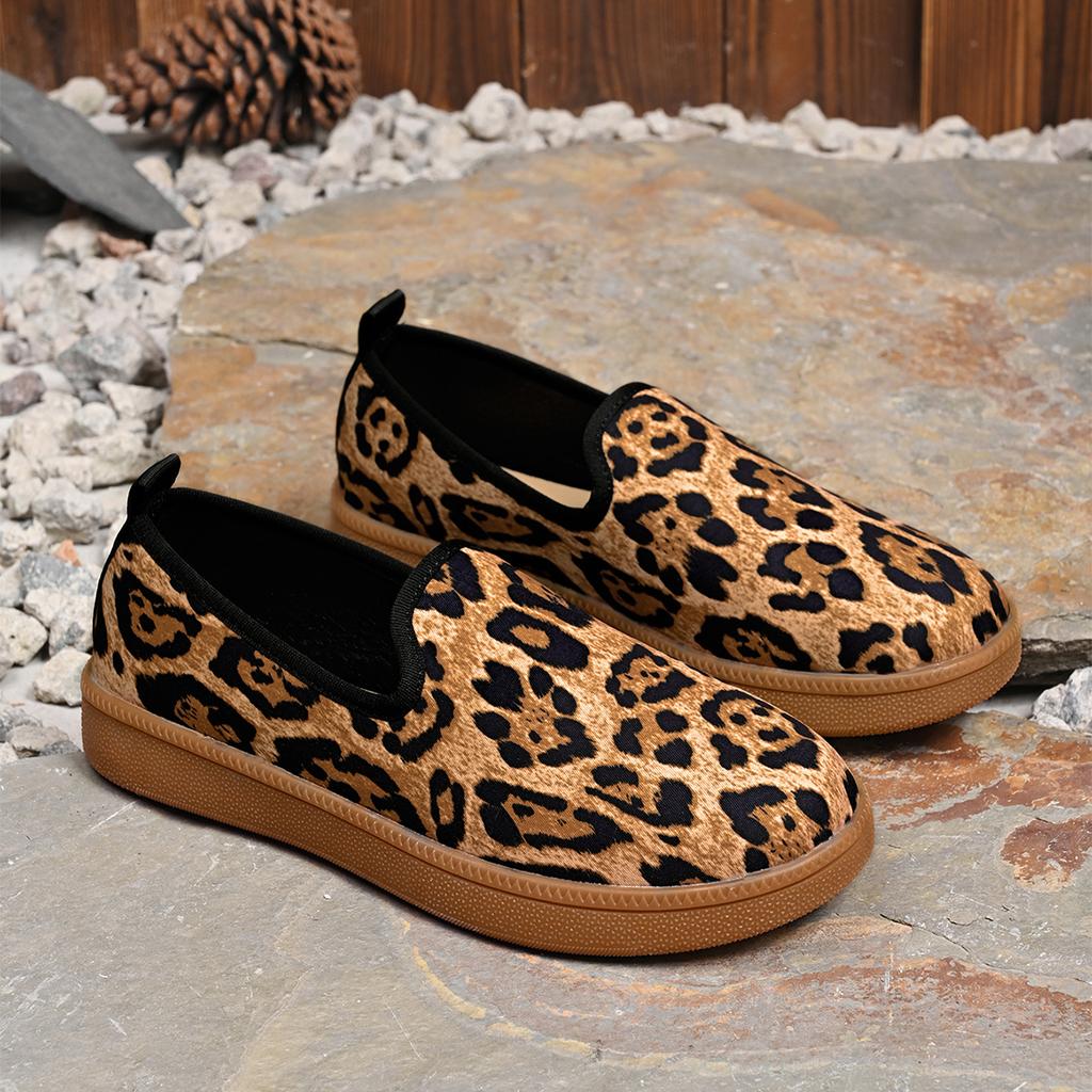 Fashion Leather Shoes For Women Flats Leopard Print Loafers With Heels Shoes Casual Women's Moccasins Slip On Flat Shoes Summer Footwear