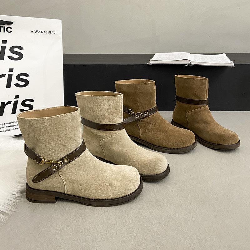 Women's 2025 New Autumn and Winter Martin Boots Retro Medium Tube Stacking Boots Thin Fashion Boots Thick Heel Versatile Short Boots