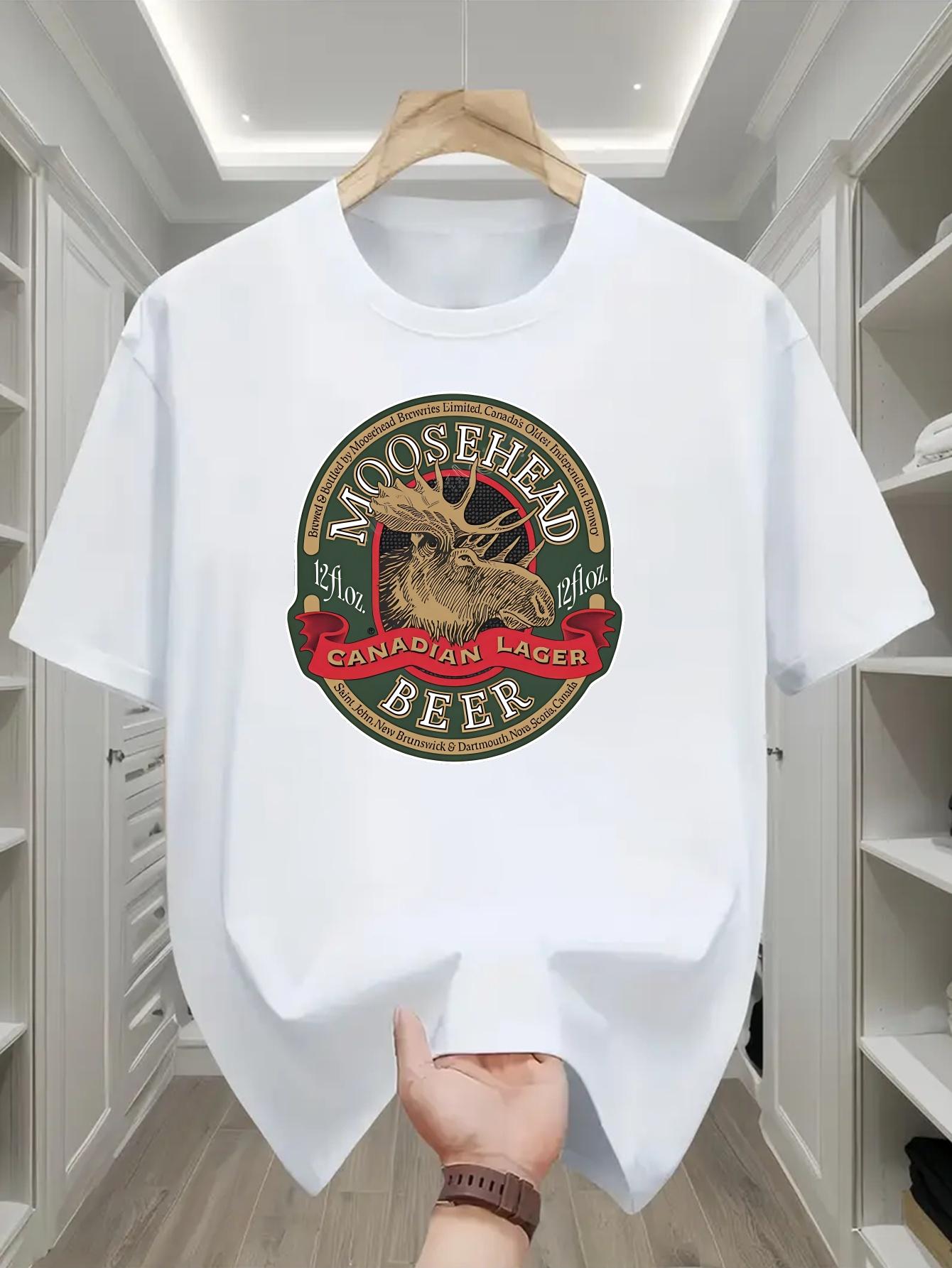 Cotton Blend T-shirt with Moosehead Canadian Lager Beer Print - Micro-Stretch Knit Fabric XXXL