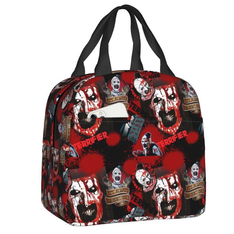 Custom Poster Of T-Terrifiers Halloween Resuable Lunch Boxes Women Leakproof Cooler Thermal Food Insulated Lunch Bag Office Work