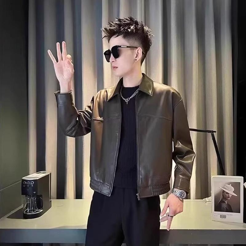 Men's Trendy Short Leather Jacket - Cool Street Style Fashion for Spring & Autumn 2025