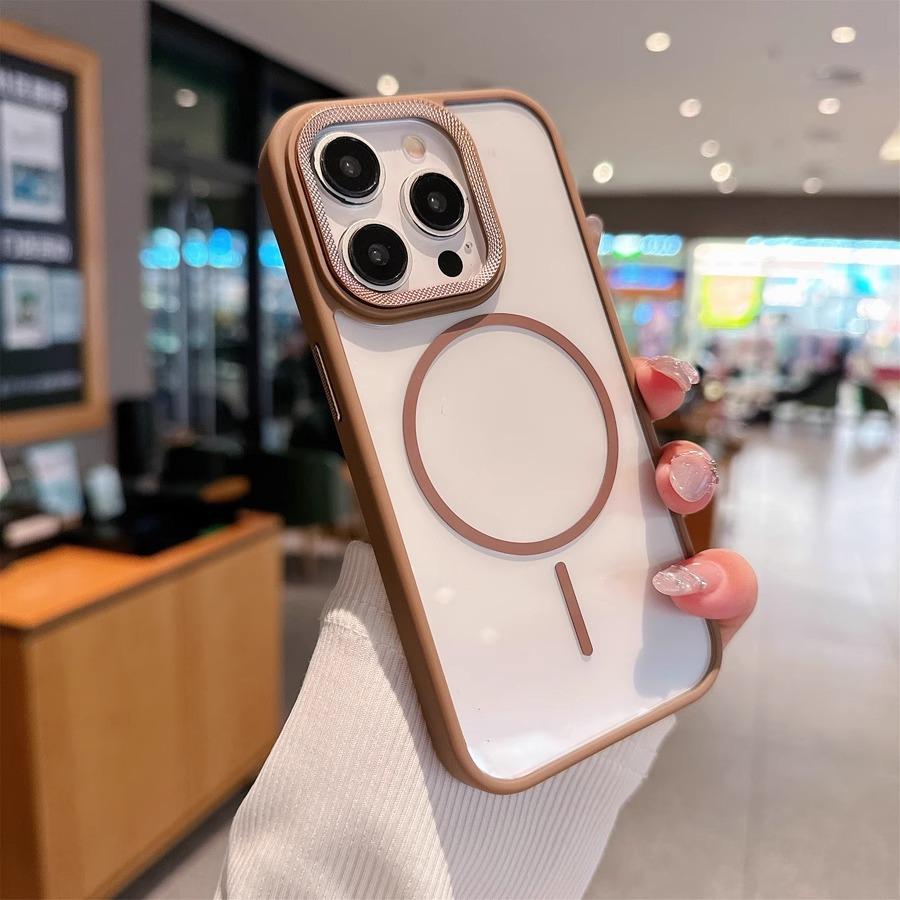 Passend für Apple 16 Hochdurchsichtiger Ring Magnetische Saug Handyhülle IPhone 15 Bohrmuster Linse PC Anti-Fall Schutzhülle