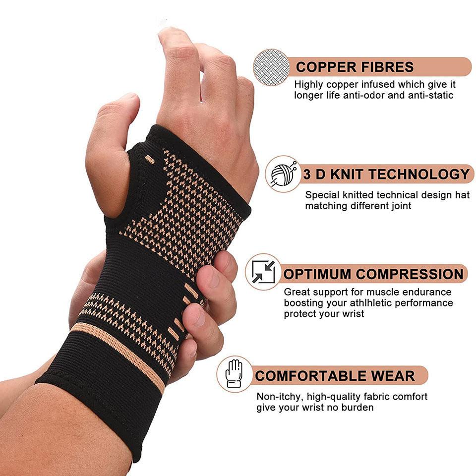 1Pcs Copper Fiber Wrist Brace Elastic Sport Bandage Support for Gym Tennis Fitness Powerlifting Hand Wristband