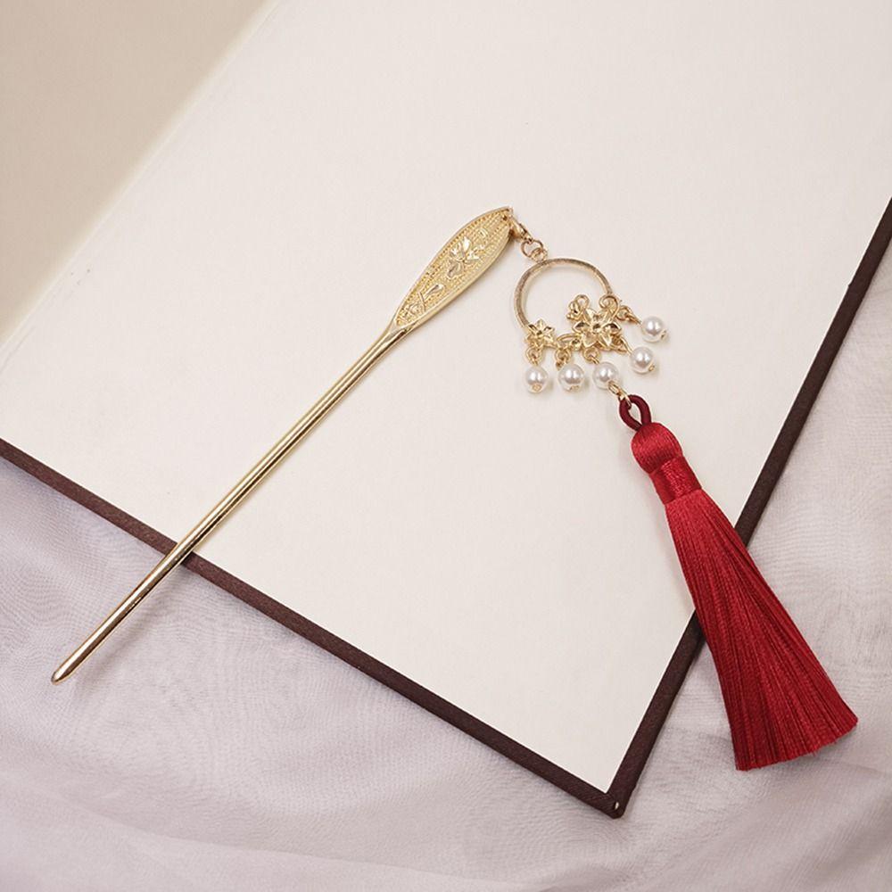 Ladies Hanfu Headwear Flower Hair Disk Hair Accessories Tassel Hair Stick Hairpins Women Hair Fork