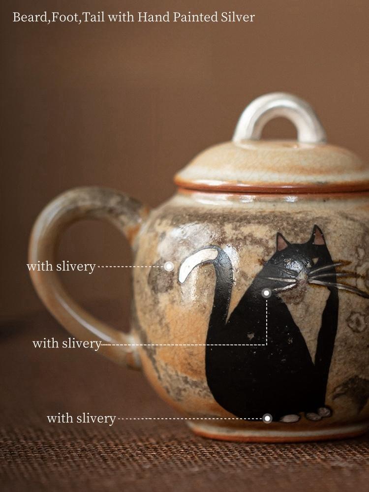 100ml Kiln Change Zhiye Cat Ceramic Teapot Wood-fired Porcelain Small Pot Making Tea Ball Hole Filter Kettle Kung Fu Tea Set