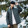 Mens Winter Down Jacket 90% White Duck Lightweight Warm Windproof Stand Collar Hooded Business Casual