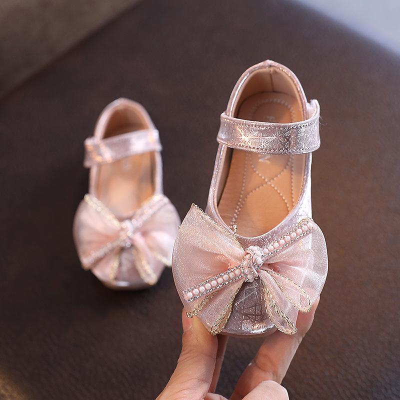 Baby Girls Single Shoes Spring Summer Children Beaded Bling Sequins Lace Bowknot Princess Sandals Toddler Infant Kids Moccasins 21
