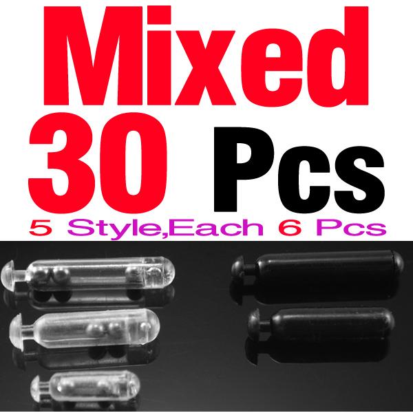 MNFT 30PCS Plastic Rattles Insert Tube for Soft Lure Worm Jig Fishing Lure Fly Tie Tying Fishing Sound Bar Clear and Black Color