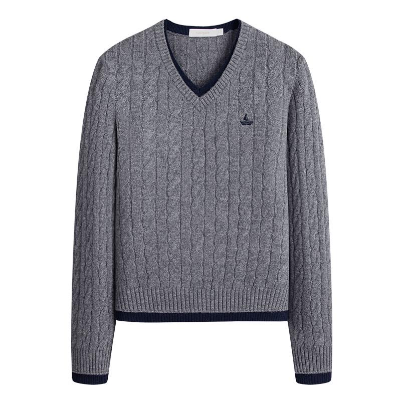 Navigare Women's Faux Two-Piece Cable Knit Long Sleeve Wool Sweater