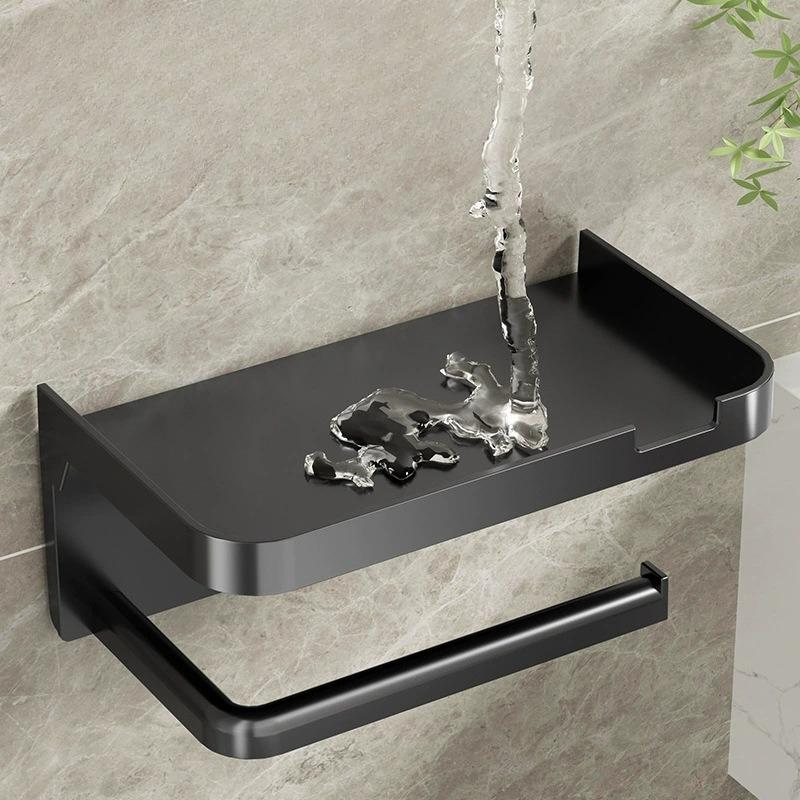 1PC Porta Carta Igienica Adesivo da Parete Senza Fori con Mensola Portaoggetti