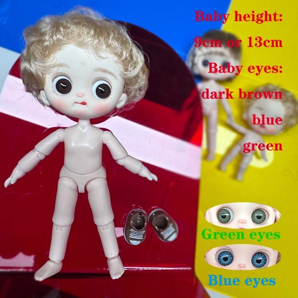 Cute Mini bjd Doll Girl Boy Bald head Ob11 1/12 Naked DIY Toys Handmede Dolls full Body Green Blue eyes Art Doll Accessories Art