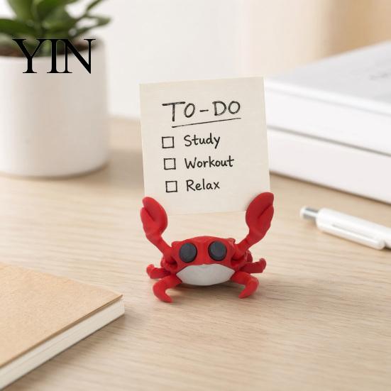 Stable Card Holder Stand 3D Printing Business Holder, Cute Crab Shape, Cartoon Desk Accessory Non-Tip Organizer, for Office Home Desktop Storage