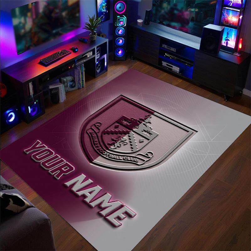 Crystal Velvet Rug Burnley Football Print Custom Name Text Floor Mat Home Decor