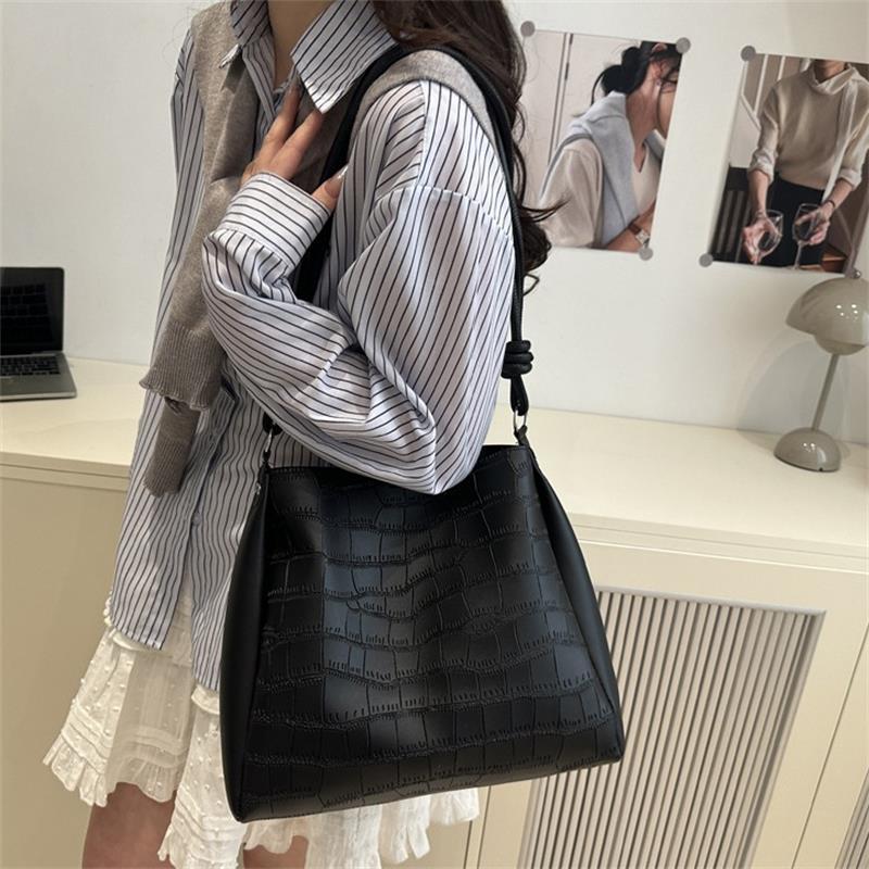 Retro Trendy Pu Portable Crocodile Pattern Shoulder Bag Women Versatile Bag Handbag High Quality Tote Commuter Bag Gifts
