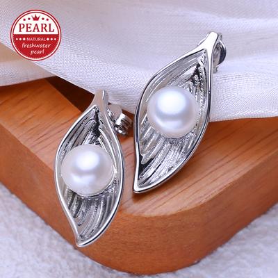 LSOOYH Natural Freshwater Cultured Pearl Earrings Silver Color Stud Earrings Fashion Gifts For Women Wholesale