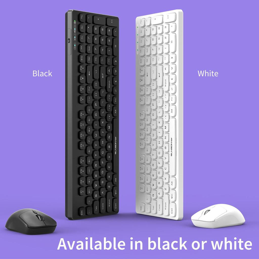 SUNSONNY Wireless Keyboard and Mouse Set Chocolate Silent Office Typing Desktop Laptop Keyboard and Mouse