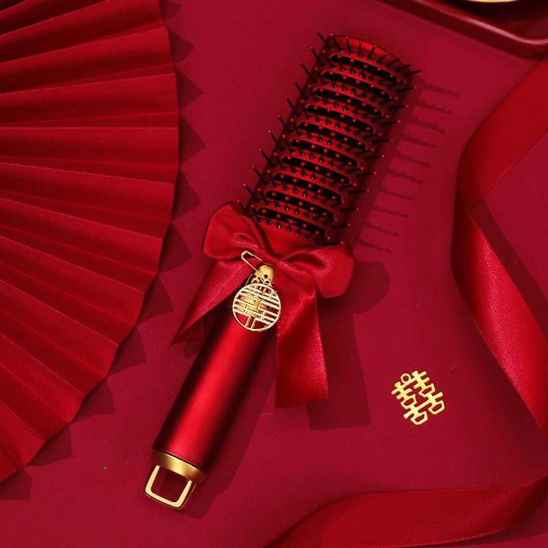Red Cushion Comb Pair for Bride's Dowry - Wedding-Ready Accessory