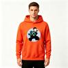Men's Anime Character Print Pullover Hoodie Casual Long Sleeve Black Hooded Sweatshirt for Daily Wear