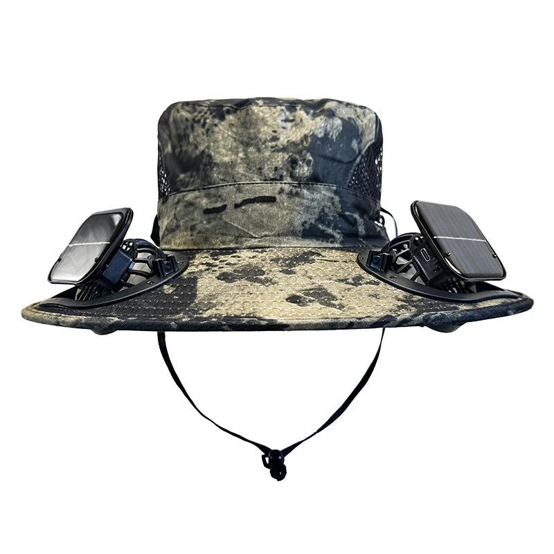

Sombrero de pesca con ventilador solar para exteriores, protección UV, transpirable y refrescante