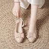 French Bow Bag Head Sandals Women's Summer Wear 2025 New Nude Casual Temperament Thick Heel Empty Sandals