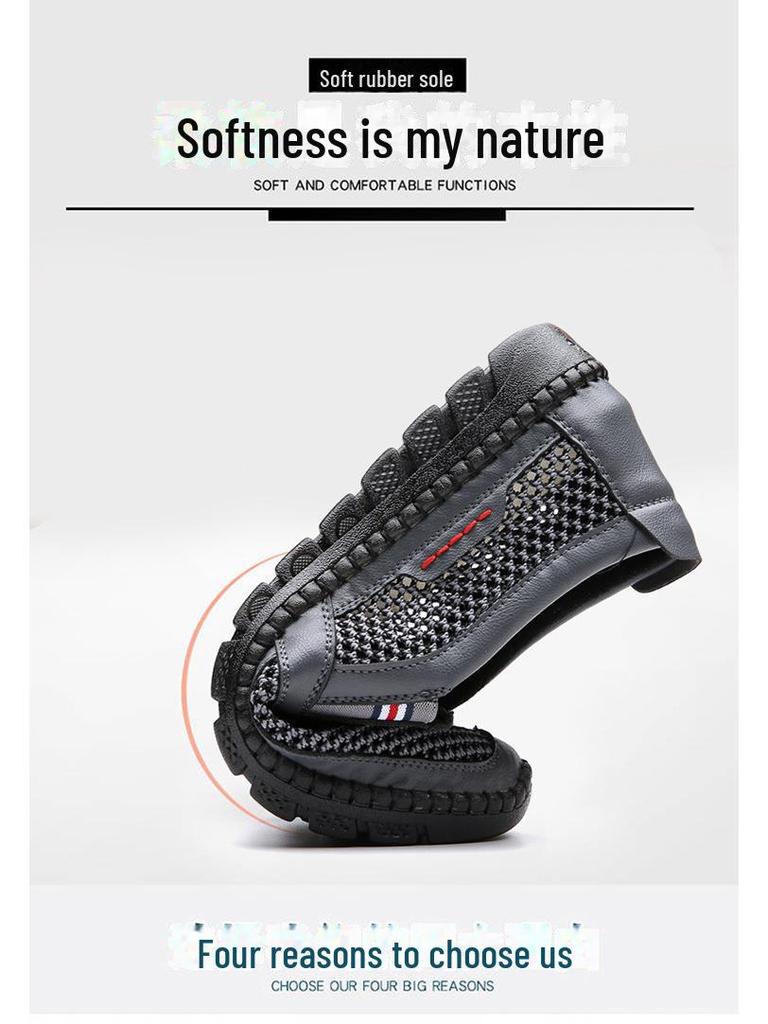 Ademende zomerschoenen voor heren met mesh - comfortabele sandalen met zachte zool voor vaders van middelbare leeftijd