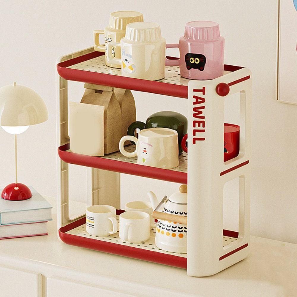 Large Capacity Cup Storage Rack Plastic Tea Cup Holder Multifunctional Sundry Storage Tray Pantry Black2 Layers 1309₽