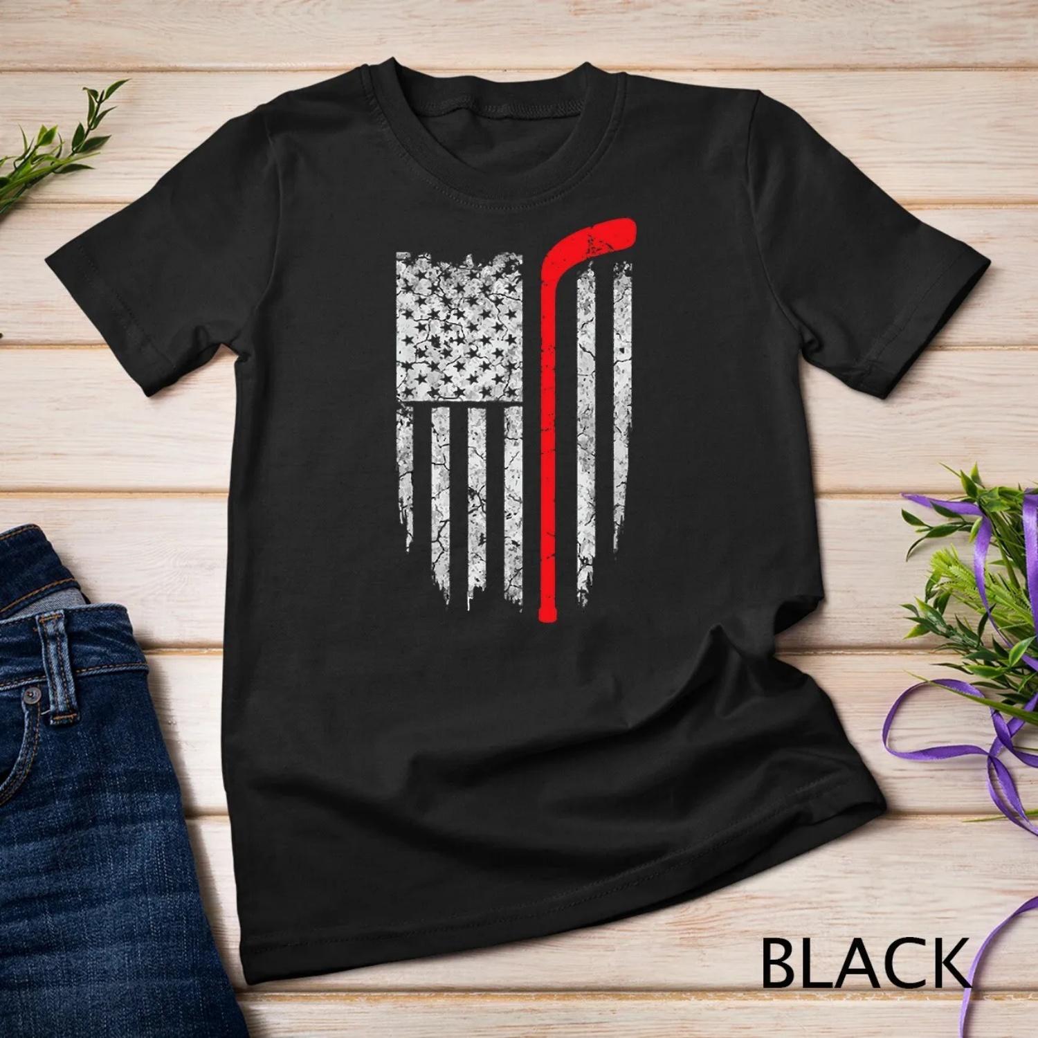 Hockey American Flag T shirt S чёрный