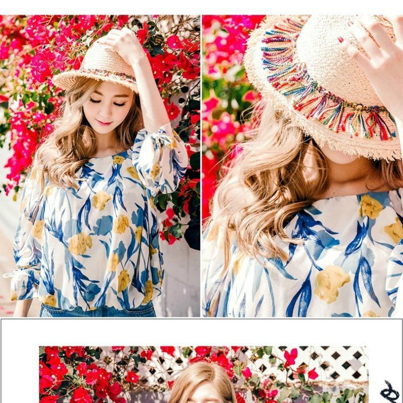 Chapeaux de plage pour femme Tassel de couleur Été Paille Extérieur Chapeaux de soleil pour femme Chapeau Chapeau d'été