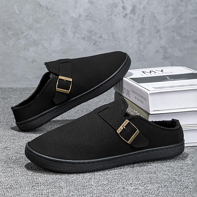 Fashion Men Slippers Winter Warm Cotton Shoes Casual Non-slip Shoes Men Loafers Sip On Shoes for Men Warm Plush Comfortable Slippers
