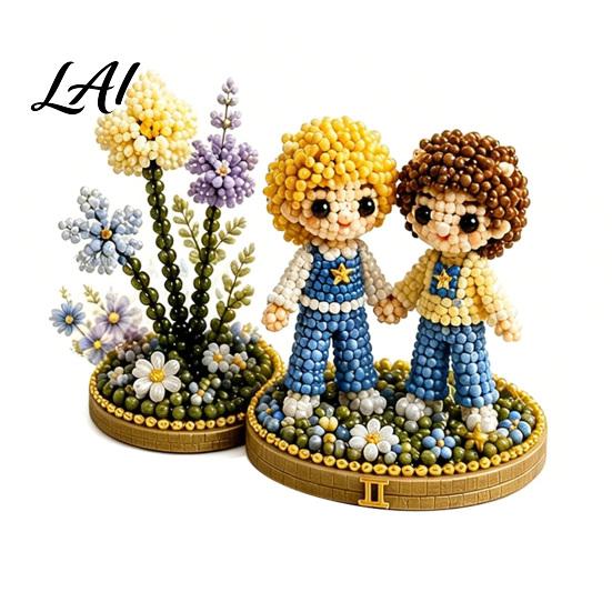 Handmade Zodiac Flower 12 Signs Bead Craft Kit DIY Beaded Garden 3D Astrology Kit with Pre-Sorted Beads Tools Project for Beginners Adults Teens