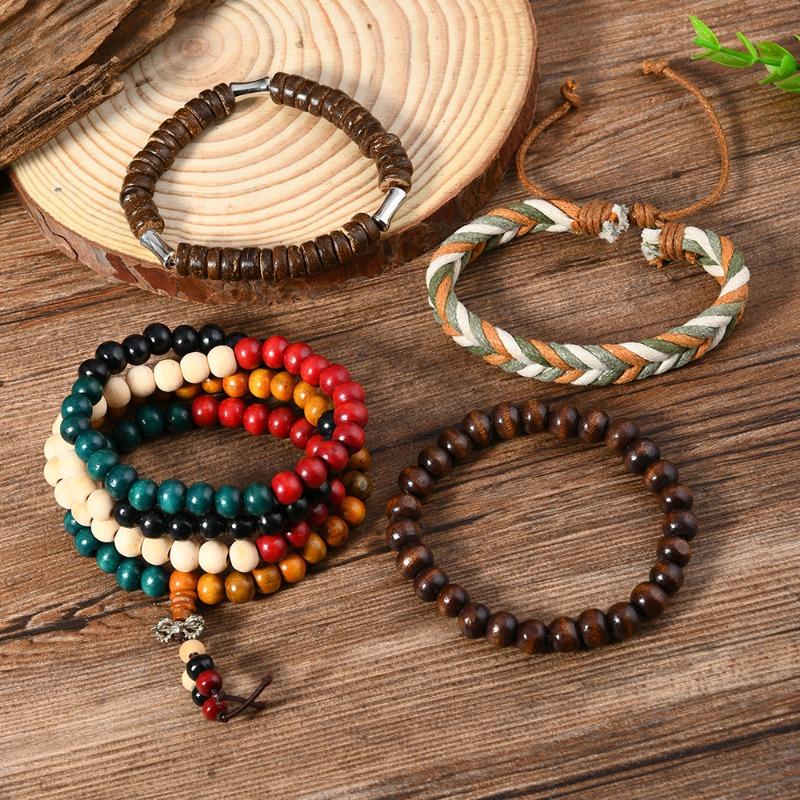 New Coconut Bead Beaded Elastic Line Men's Bracelet Bracelet Bracelet
