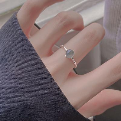 S Sterling Silver Moonstone Rings For Women Korean Simple Design Light Luxury Cute Ring Dropshipping