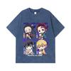 275 GSM Washed T-shirts 100% Cotton Demon Slayer V80 Hashiras Chibi Print Unisex Heavy Cotton T Shirt
