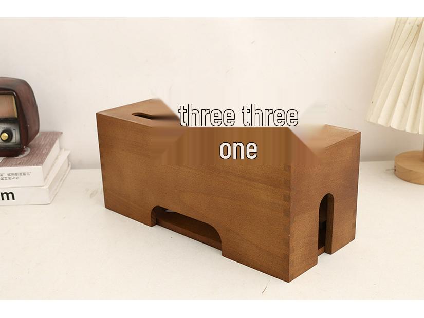 Wooden Cable Organizer Box - Under-Desk Power Strip & Charger Concealer