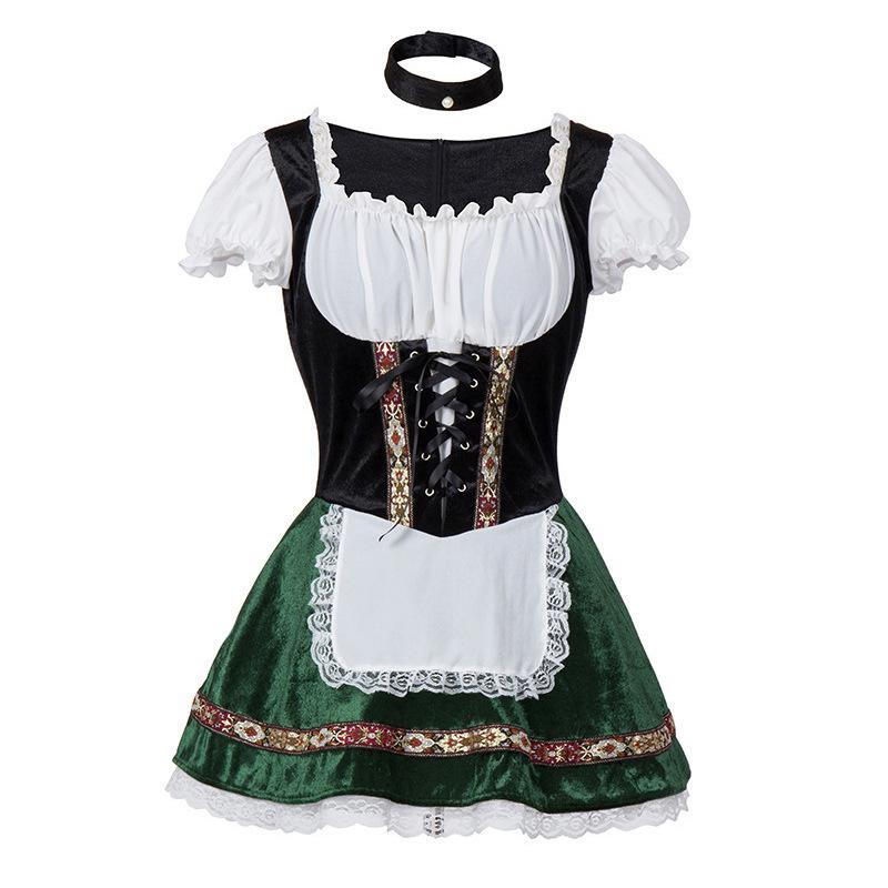 

Popular Oktoberfest Bavarian Maid Costume Dress for Stage Performance L/XL зелёный