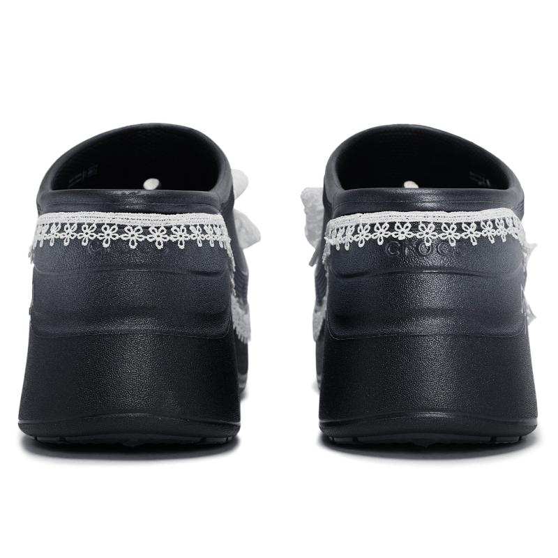 Crocs Siren Clog 811 wyprodukowane w Crocs koronka koronka kok kok styl baletowy zestaw prezentowy buty z dziurkami dla mężczyzn i kobiet czarny i biały srebrny