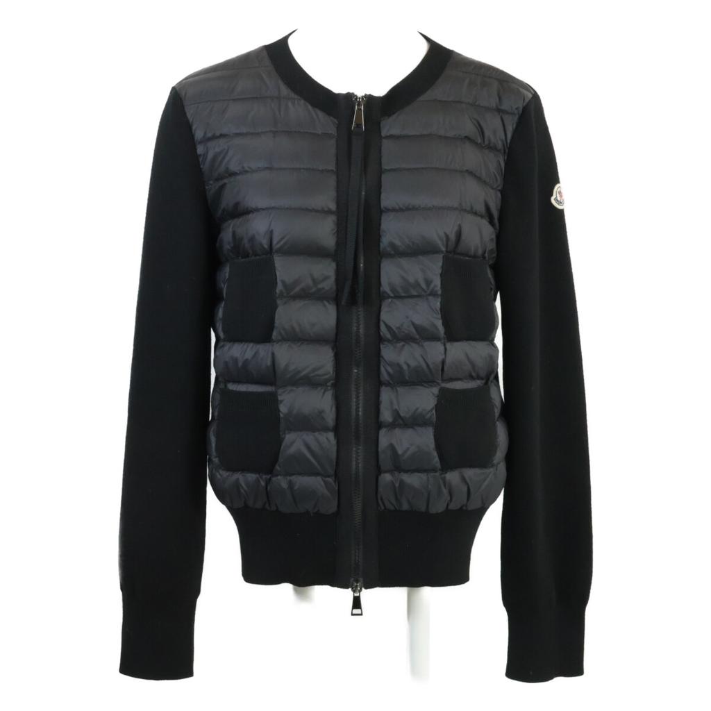 Moncler CARDIGAN TRICOT Cardigan Collarless Knit Jacket Jacket M blackUsed