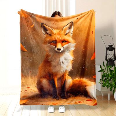 Cute Fox Blanket, Soft and Cozy Flannel Blanket Gift for Adult Teen, Forest Fox Throw Blanket for Nap Bed Sofa Chair Home Decor