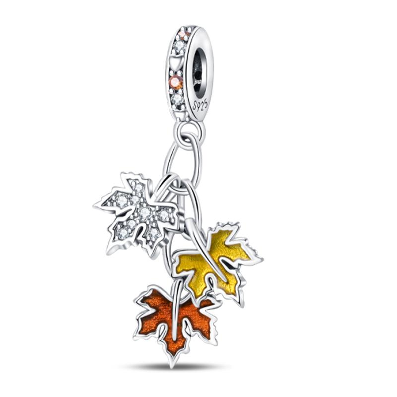 Copper Golden Autumn Series Charms Beads Scarecrow Pumpkin Maple Leaf Charms For Women Fine Diy Jewelry