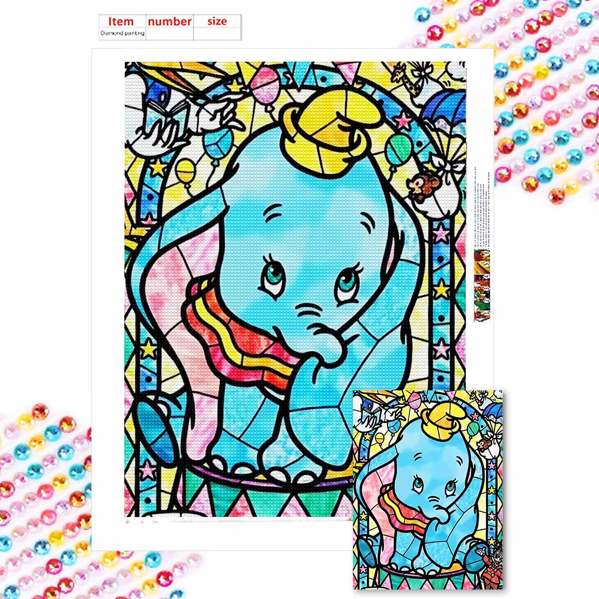 

DIY Diamond Painting Clever Elephant Cross Stitch Kit Mosaic Art Diamond Painting Full Circle Diamond Home Decoration Round 20x30cm