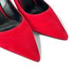Pristine SAINT LAURENT Pumps Pointed Toe Stiletto Heels Red Suede Leather 37.5 Used